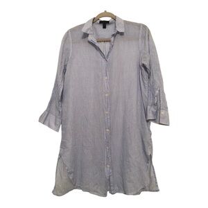 J. Crew White and Blue Striped Lightweight Button Up Oversized Shirt Size S